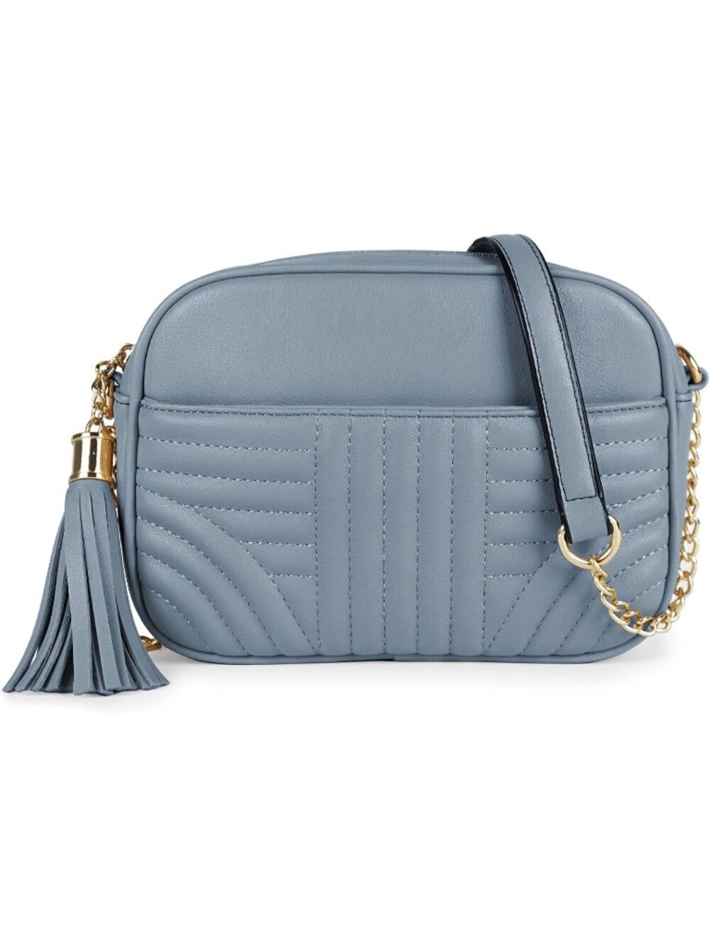 👜Women's Blue Quilted Camera Bag Tassel Crossbody Bag Lightweight Shoulder Bag